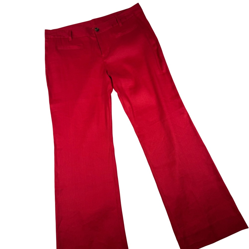 Cabi Womens 16 Red Valentine Trouser Wide Leg Linen Blend Pants 5503R Stretch